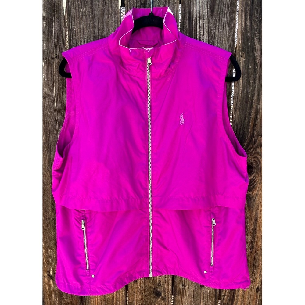 Polo Golf Ralph Lauren Womens XL Pink Full Zip Lightweight Golf Vest